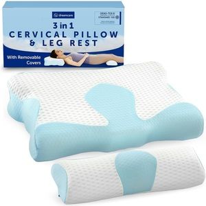 2-in-1 Cervical Neck Pillow with Leg Rest & Lumbar Support - Super Ergonomic Pil